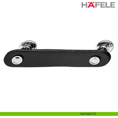 Maniglia per mobili in pelle e supporti in acciaio Hafele - Antracite