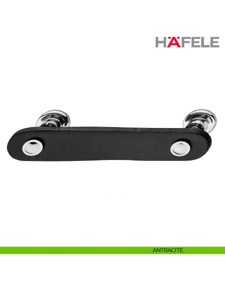 Maniglia per mobili in pelle e supporti in acciaio Hafele - Antracite