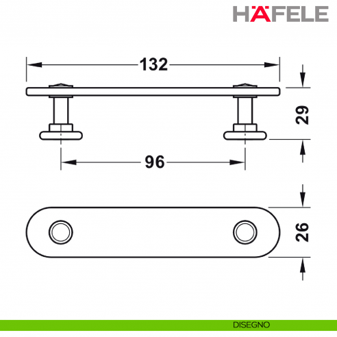 Maniglia per mobili in pelle e supporti in acciaio Hafele - Ambientata