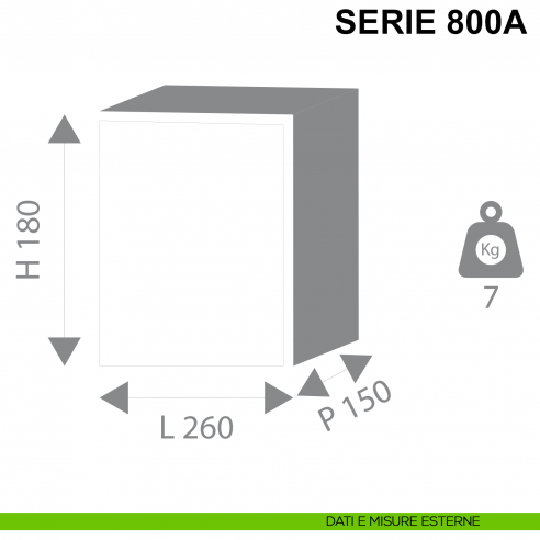 Cassaforte ad incasso con chiave Stark Serie 800A dimensioni esterne