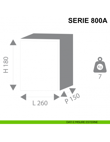 Cassaforte ad incasso con chiave Stark Serie 800A dimensioni esterne