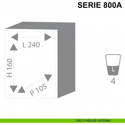 Cassaforte ad incasso con chiave Stark Serie 800A dimensioni interne