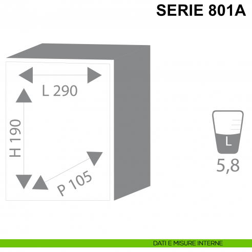 Cassaforte Stark Serie 800A con chiave da incasso articolo 801A misure interne