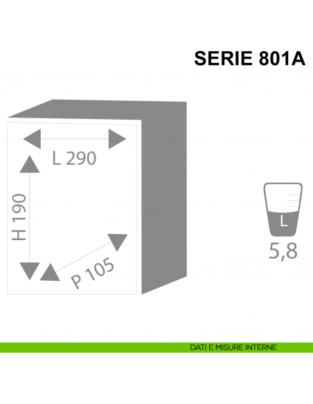 Cassaforte Stark Serie 800A con chiave da incasso articolo 801A misure interne