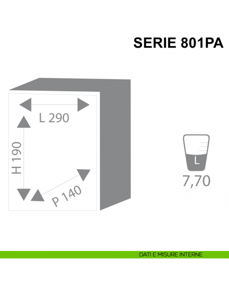 Cassaforte Stark con chiave Serie 800A articolo 801PA a muro misure interne