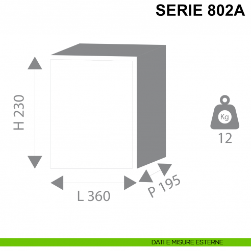 Cassaforte con chiave Stark serie 800A da incasso articolo 802A misure esterne
