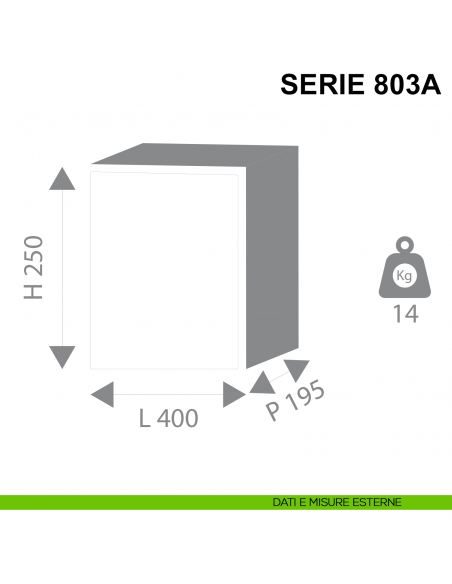 Cassaforte da incasso Stark con chiave Serie 800A articolo 803A misure esterne
