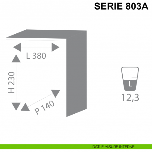 Cassaforte da incasso Stark con chiave Serie 800A articolo 803A misure interne