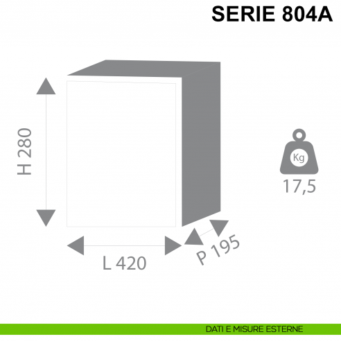 Cassaforte da incasso con chiave Stark serie 800A articolo 804A misure esterne