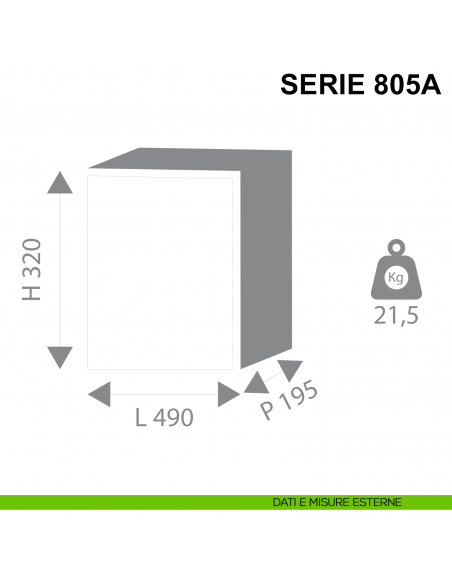 Cassaforte da muro con chiave Stark serie 800A articolo 805A misure esterne