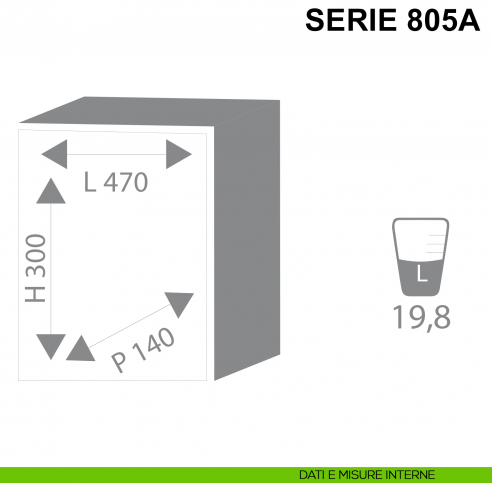 Cassaforte da muro con chiave Stark serie 800A articolo 805A misure interne
