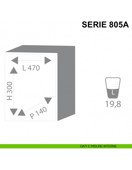 Cassaforte da muro con chiave Stark serie 800A articolo 805A misure interne