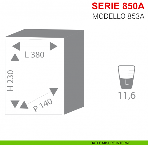 Cassaforte ad incasso con combinazione elettronica Stark serie 850A articolo 853A misure interne