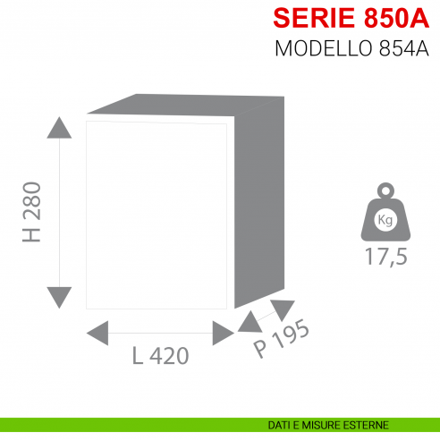 Cassaforte ad incasso con combinazione elettronica Stark serie 850A modello 854A misure esterne