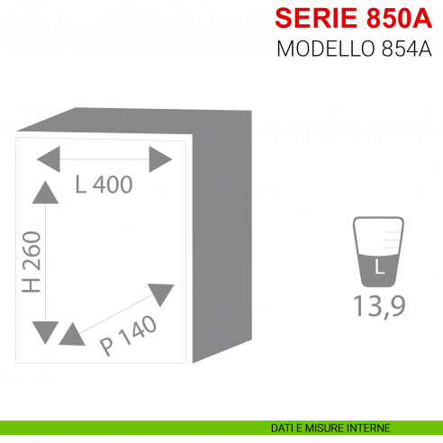 Cassaforte ad incasso con combinazione elettronica Stark serie 850A modello 854A misure interne