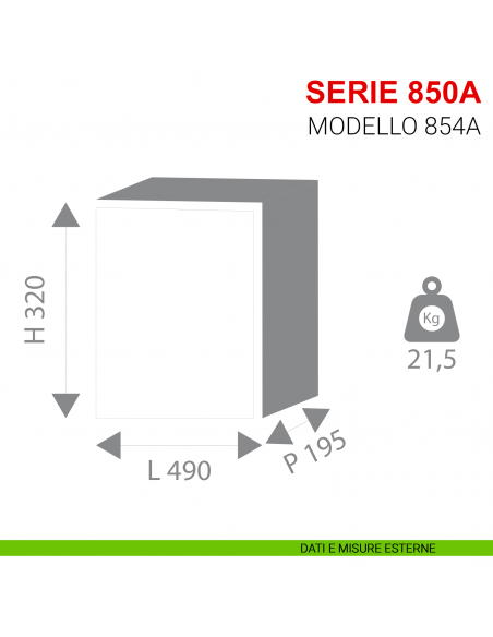 Cassaforte Stark con combinazione elettronica serie 850A modello 855A a muro misure esterne