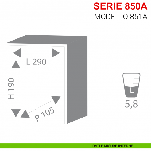 Cassaforte digitale a muro Stark serie 850A articolo 851A misure interne