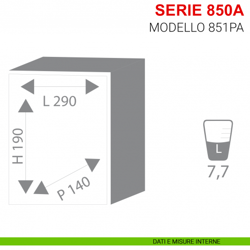 Cassaforte a muro elettronica digitale Stark serie 850A articolo 851PA misure interne