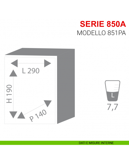Cassaforte a muro elettronica digitale Stark serie 850A articolo 851PA misure interne