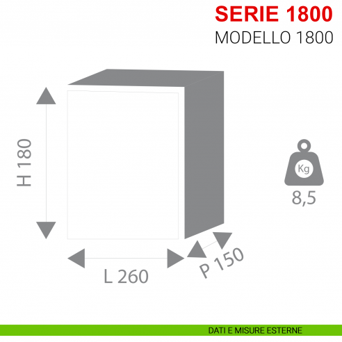 Cassaforte a muro Stark serie 1800 con chiave modello 1800 misure esterne