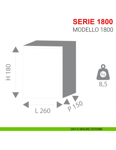 Cassaforte a muro Stark serie 1800 con chiave modello 1800 misure esterne