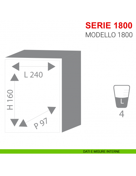 Cassaforte a muro Stark serie 1800 con chiave modello 1800 misure interne