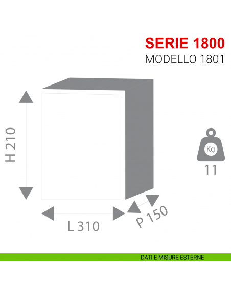Cassaforte Stark serie 1800 con chiave da muro articolo 1801 misure esterne