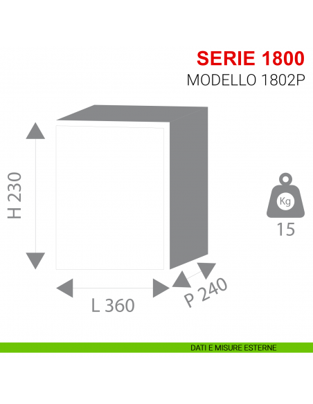 Cassaforte Stark con chiave serie 1800 articolo 1802P a muro misure esterne