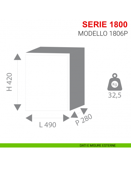 Cassaforte a muro Stark serie 1800 con chiave modello 1806P misure esterne