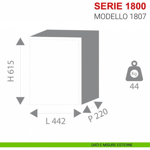 Cassaforte ad incasso con chiave Stark serie 1800 articolo 1807 misure esterne