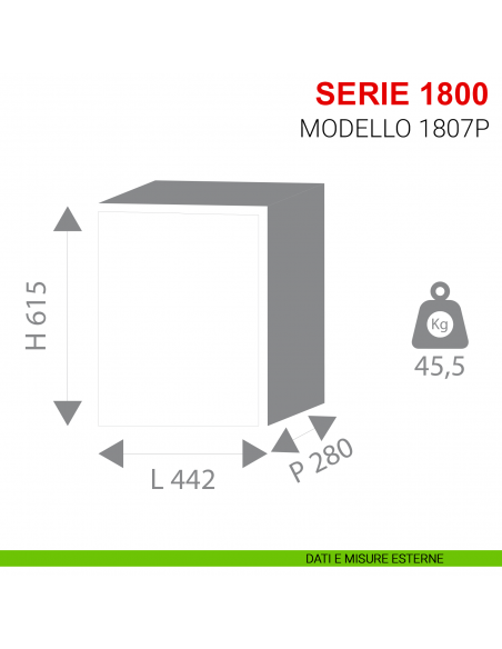 Cassaforte Stark serie 1800 con chiave modello 1807P a muro misure esterne