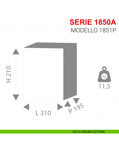 Cassaforte con combinazione elettronica Stark serie 1850 da incasso modello 1851P misure esterne