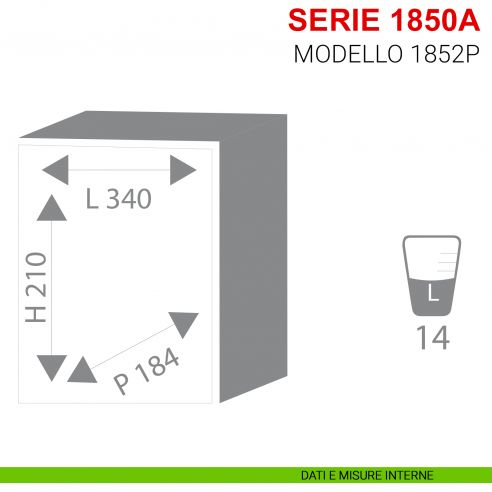 Cassaforte elettronica da incasso Stark serie 1850A modello 1852P misure interne