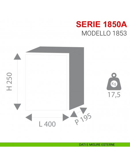 Cassaforte Stark serie 1850A con combinazione elettronica modello 1853 a muro misure esterne