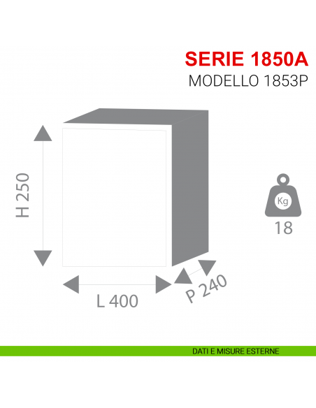 Cassaforte da incasso con combinazione elettronica Stark serie 1850 modello 1853P misure esterne