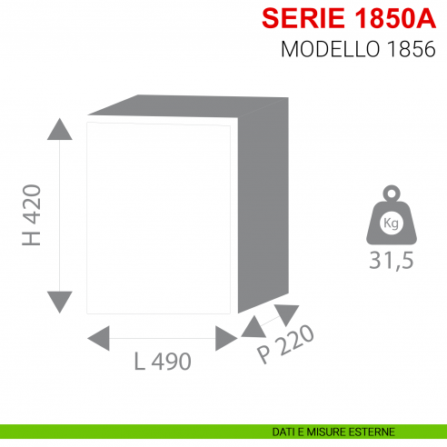 Cassaforte Stark serie 1850A con combinazione elettronica modello 1856 da parete misure esterne