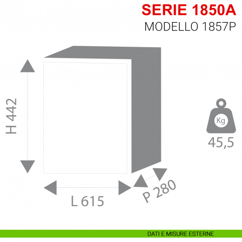Cassaforte digitale a muro Stark serie 1850A modello 1857P misure esterne
