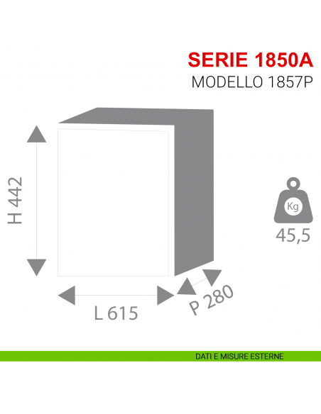 Cassaforte digitale a muro Stark serie 1850A modello 1857P misure esterne