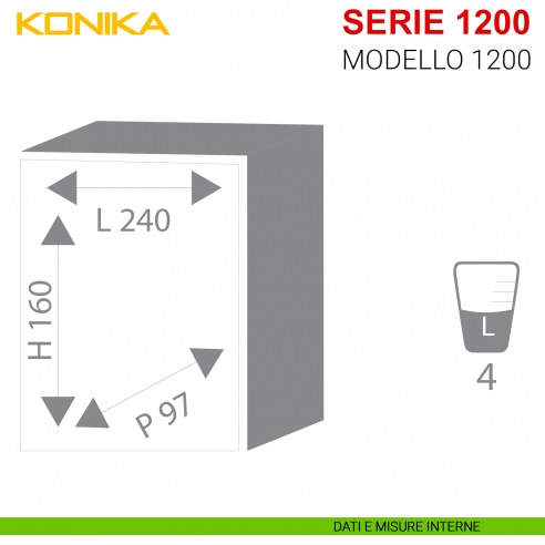 Cassaforte Stark antisfondamento Konika da incasso con chiave serie 1200 modello 1200 misure interne
