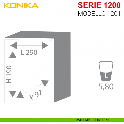 Cassaforte antisfondamento Stark Konika con chiave serie 1200 modello 1201 da muro misure interne