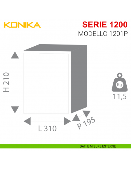 Cassaforte con chiave Stark Konika da incasso serie 1200 antisfondamento modello 1201P misure esterne