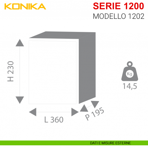 Cassaforte Stark Konika con chiave serie 1200 antisfondamento modello 1202 da muro misure esterne