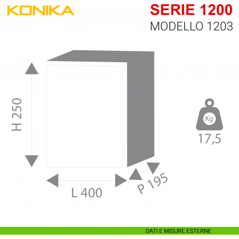 Cassaforte antisfondamento con chiave Stark Konika da incasso serie 1200 modello 1203 misure esterne