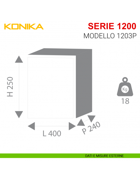 Cassaforte antisfondamento con chiave Stark Konika serie 1200 modello 1203P da incasso misure esterne