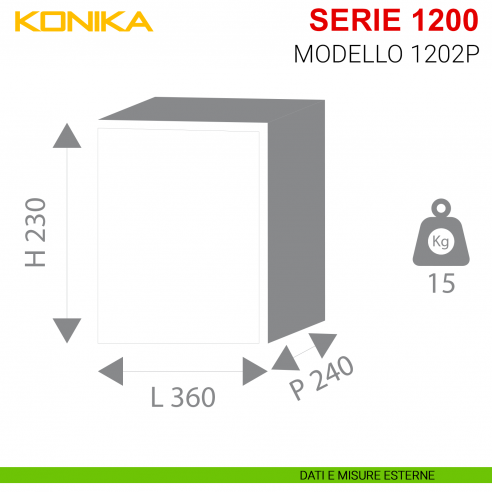 Cassaforte Stark da muro antisfondamento modello Konika con chiave serie 1200 articolo 1202P misure esterne