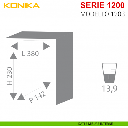 Cassaforte antisfondamento con chiave Stark Konika da incasso serie 1200 modello 1203 misure interne