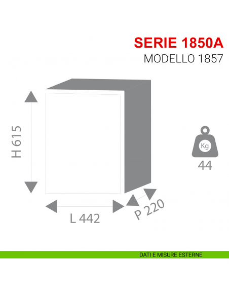 Cassaforte elettronica a muro Stark serie 1850A modello 1857 misure esterne
