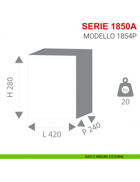 Cassaforte da incasso Stark con combinazione elettronica serie 1854A modello 1854P misure esterne