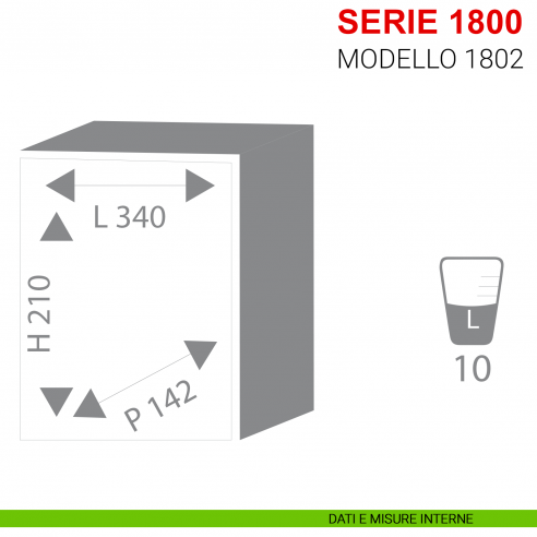 Cassaforte da incasso Stark serie 1800 con chiave modello 1802 misure interne