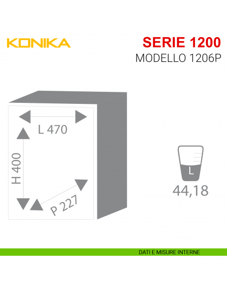 Cassaforte Stark Konika antisfondamento da incasso con chiave serie 1200 modello 1206P misure interne